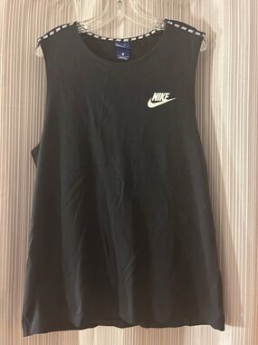 Nike Black Sleeveless Muscle Tank with White Logo